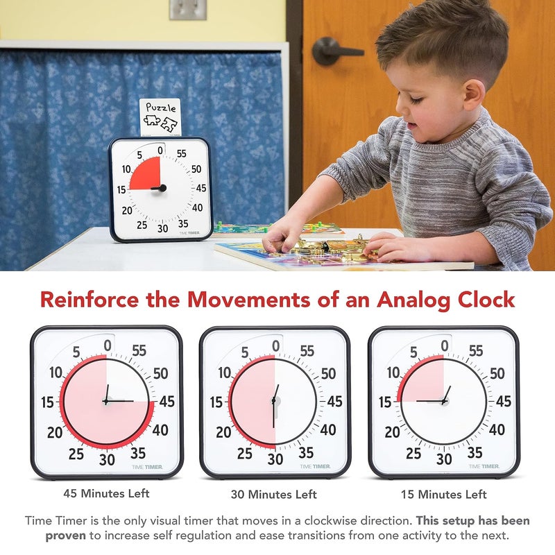 Time Timer 8 inch Visual Timer - 60 Minute Desk Countdown Clock with Dry Erase Activity Card, Also Magnetic - for Kids Classroom, Homeschooling Study Tool, Task Reminder, Home and Kitchen Timer - Image 5